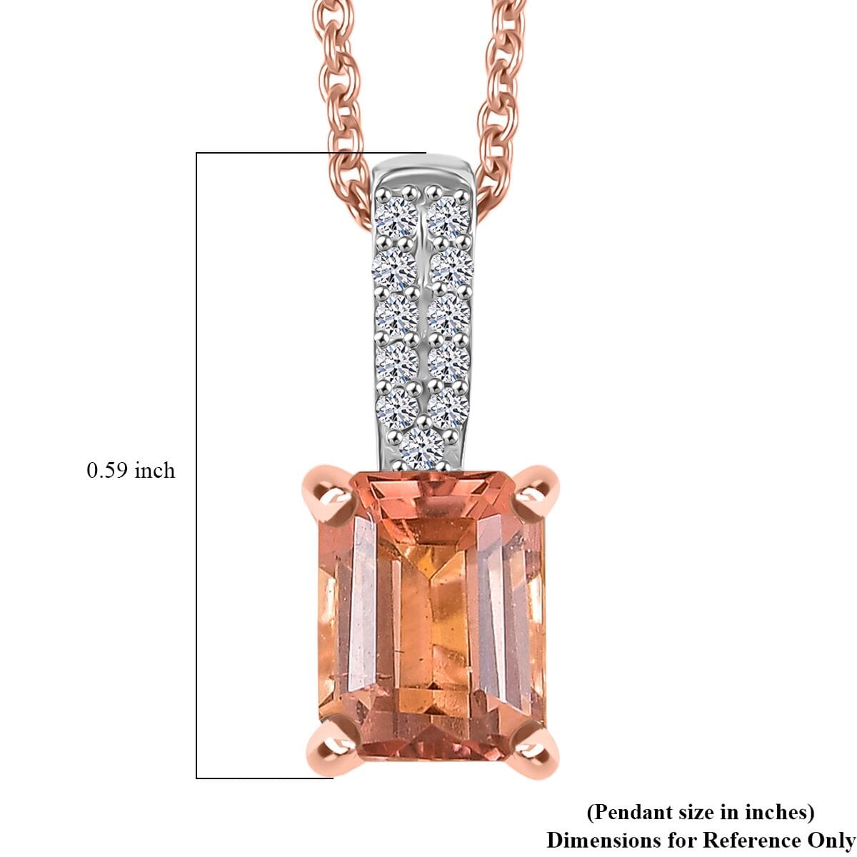 Luxoro Premium Blush Tourmaline and  Diamond 1.85 ctw Crownlight Pendant Necklace 20 Inches in 10K White and Rose Gold image number 5