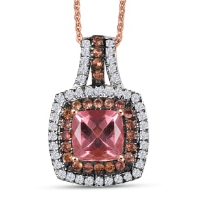 D'Joy Champagne Apatite and Multi Gemstone 2.35 ctw Pendant Necklace in 18K Vermeil Rose Gold Over Sterling Silver 20 Inches