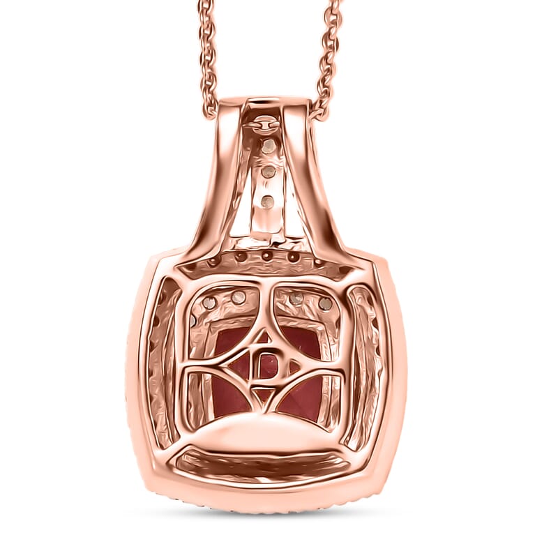 D'Joy Red Apatite and Multi Gemstone 2.35 ctw Crown Inferno Pendant Necklace in 18K Vermeil Rose Gold Over Sterling Silver 20 Inches