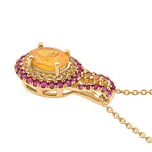 D'Joy Madagascar Yellow Sapphire and Pink Sapphire 2.40 ctw Solstice Royale Pendant Necklace in 18K Vermeil Yellow Gold Over Sterling Silver 20 Inches