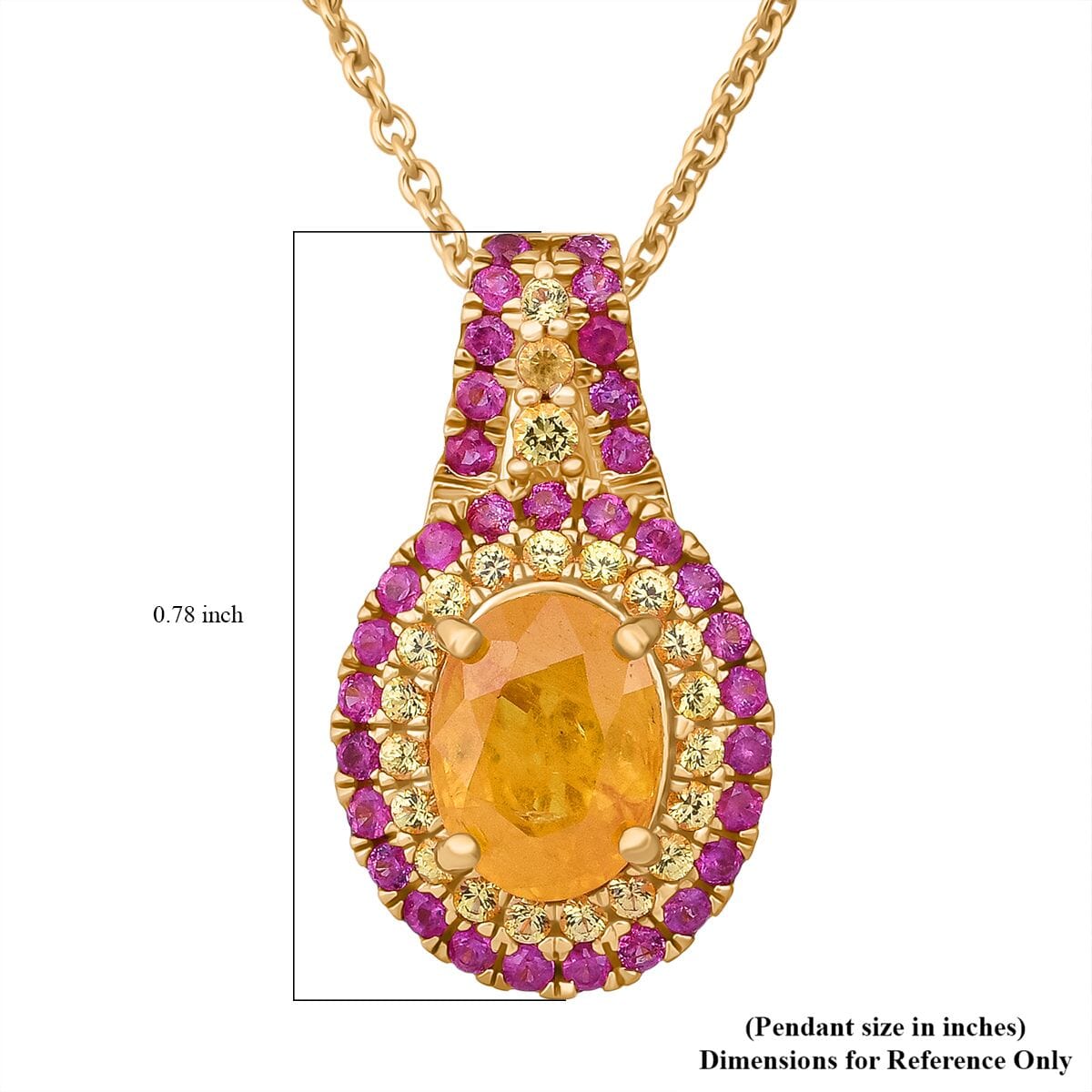 D'Joy Madagascar Yellow Sapphire and Pink Sapphire 2.40 ctw Pendant Necklace in 18K Vermeil Yellow Gold Over Sterling Silver 20 Inches image number 5