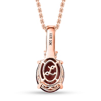Luxoro Red Apatite and G-H I2 Diamond 3.00 ctw Firelight Crown Pendant Necklace in 10K Rose Gold 20 Inches