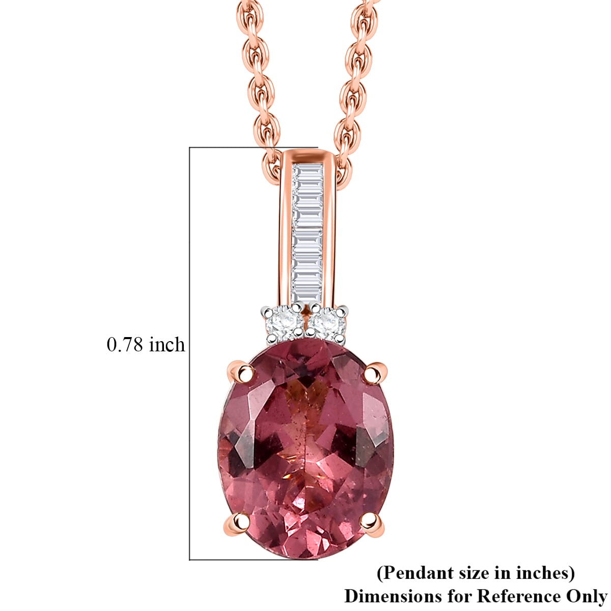 Luxoro Red Apatite and G-H I2 Diamond 3.00 ctw Firelight Crown Pendant Necklace in 10K Rose Gold 20 Inches image number 5