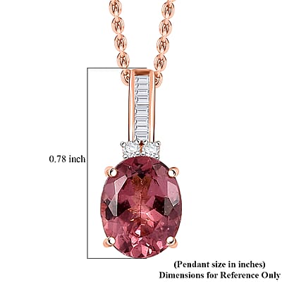 Luxoro Red Apatite and G-H I2 Diamond 3.00 ctw Firelight Crown Pendant Necklace in 10K Rose Gold 20 Inches