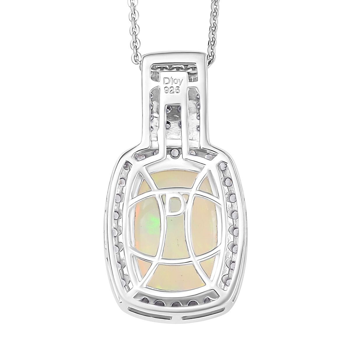 D'Joy Premium Ethiopian Welo Opal and Multi Gemstone 5.40 ctw Pendant Necklace 20 Inches in Rhodium Over Sterling Silver image number 4