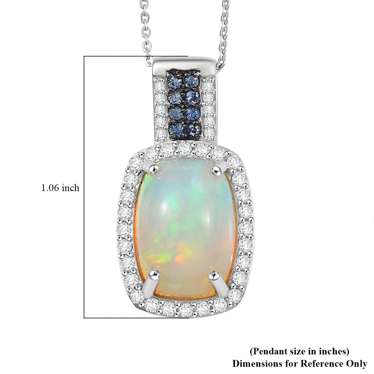D'Joy Premium Ethiopian Welo Opal and Multi Gemstone 5.40 ctw Pendant Necklace 20 Inches in Rhodium Over Sterling Silver image number 5