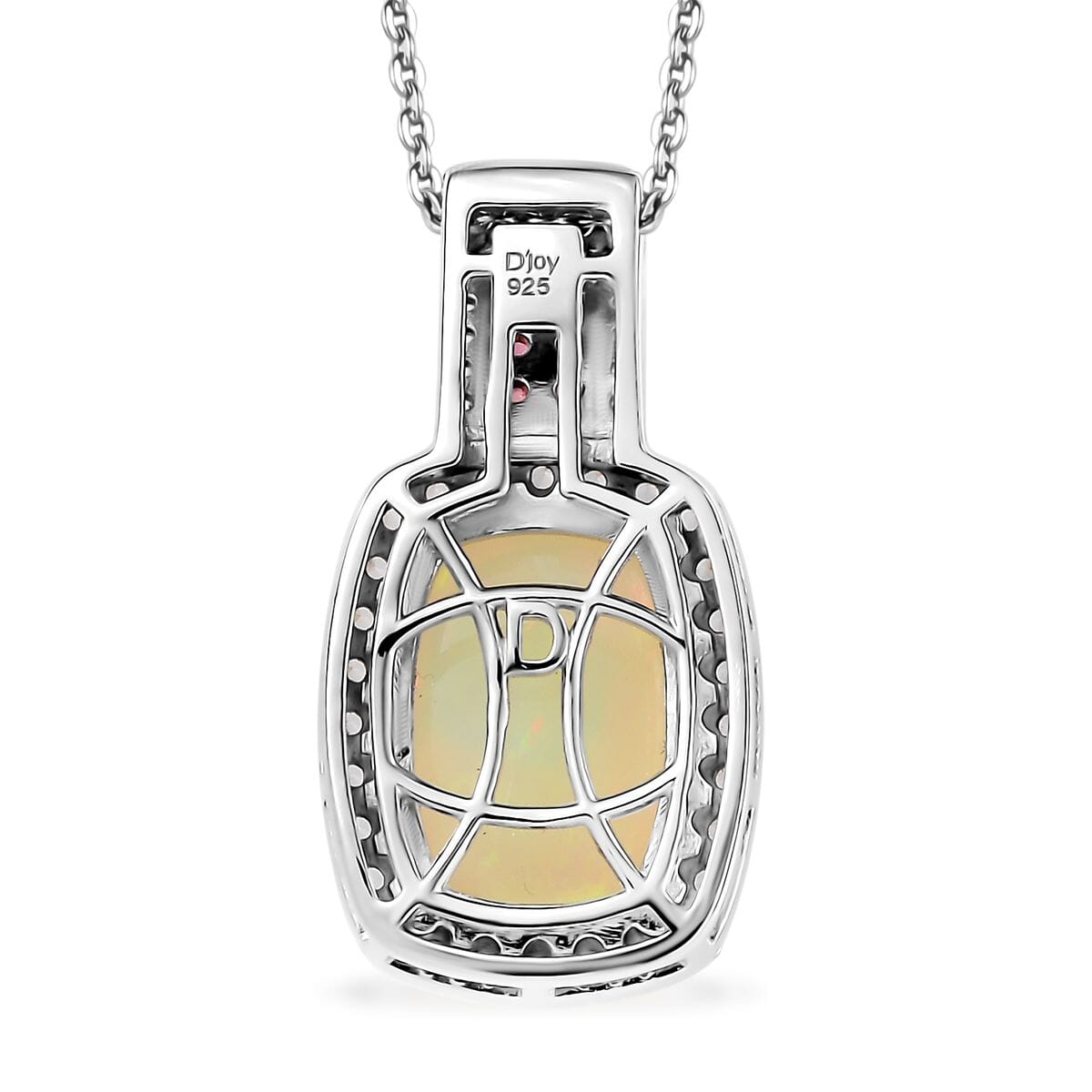 D'Joy Premium Ethiopian Welo Opal and Multi Gemstone 6.00 ctw Pendant Necklace 20 Inches in Rhodium Over Sterling Silver  image number 4