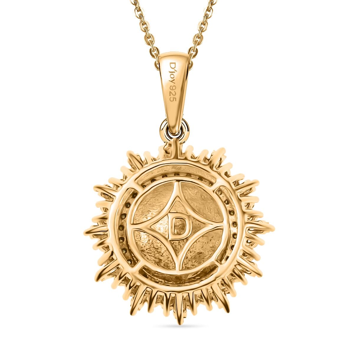 D'Joy Golden South Sea Pearl, Natural Yellow and White Diamond 9.23 ctw Radiant Sunburst Pendant Necklace 20 Inches in 18K Vermeil Yellow Gold Over Sterling Silver image number 4