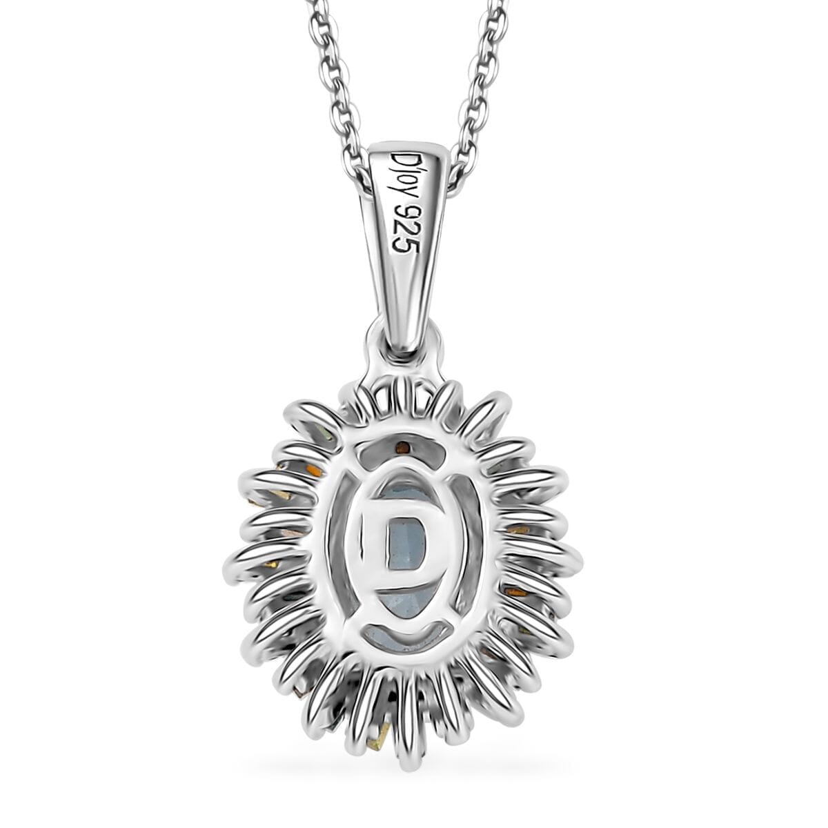 D'Joy Santa Maria Aquamarine and Multi Diamond 1.00 ctw Ocean Fire Pendant Necklace 20 Inches in Rhodium Over Sterling Silver image number 4