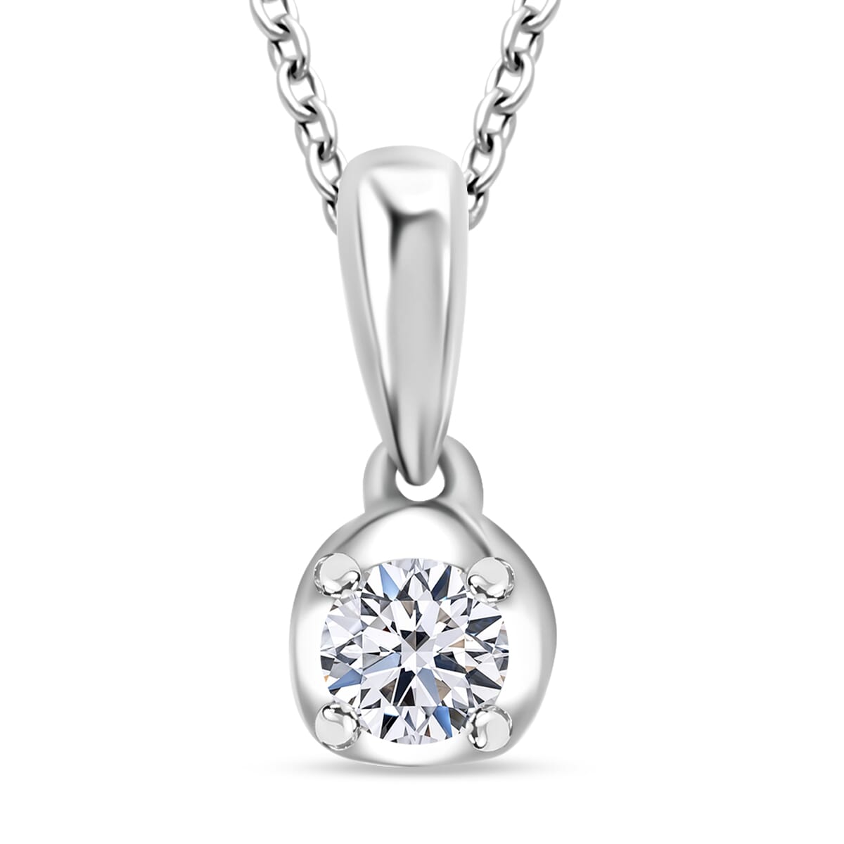 D'Joy Lab Grown Diamond I2 0.20 ctw Pendant Necklace in Rhodium Over Sterling Silver 20 Inches image number 0