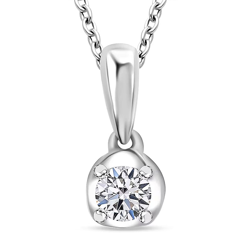 Luxuriant Lab Grown Diamond I2 0.20 ctw Pendant Necklace in Rhodium Over Sterling Silver 20 Inches
