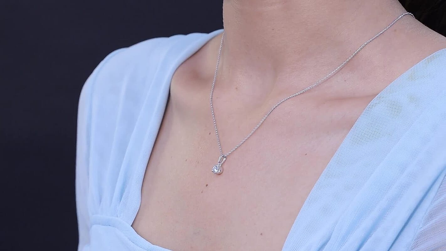 Luxuriant Lab Grown Diamond I2 0.20 ctw Pendant Necklace in Rhodium Over Sterling Silver 20 Inches
