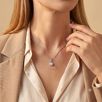 Luxuriant Lab Grown Diamond I2 0.20 ctw Pendant Necklace in Rhodium Over Sterling Silver 20 Inches