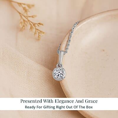 Luxuriant Lab Grown Diamond I2 0.20 ctw Pendant Necklace in Rhodium Over Sterling Silver 20 Inches