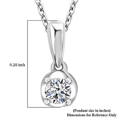 Luxuriant Lab Grown Diamond I2 0.20 ctw Pendant Necklace in Rhodium Over Sterling Silver 20 Inches