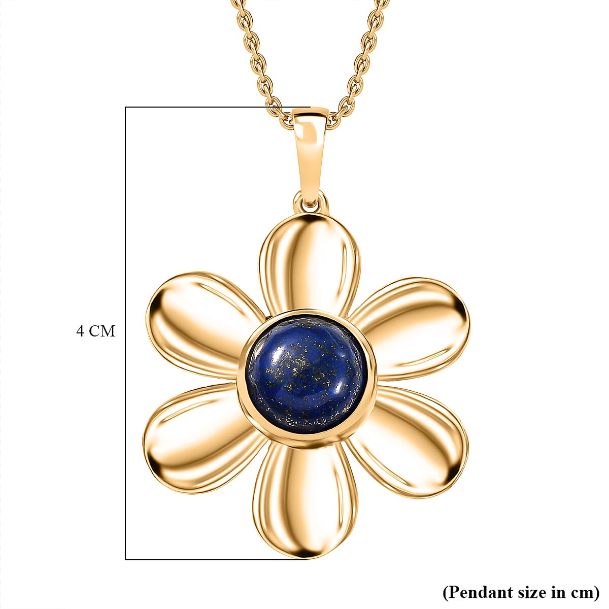 Lapis Lazuli 4.50 ctw Pendant in 18K YG Plated with ION Plated YG Stainless Steel Necklace (20 Inches) image number 6