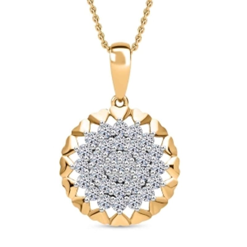 Lab Grown Diamond (SI-GH) 0.75 ctw Pendant Necklace in Vermeil YG Over Sterling Silver (20 Inches)