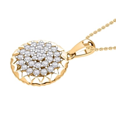 Lab Grown Diamond (SI-GH) 0.75 ctw Pendant Necklace in Vermeil YG Over Sterling Silver (20 Inches)