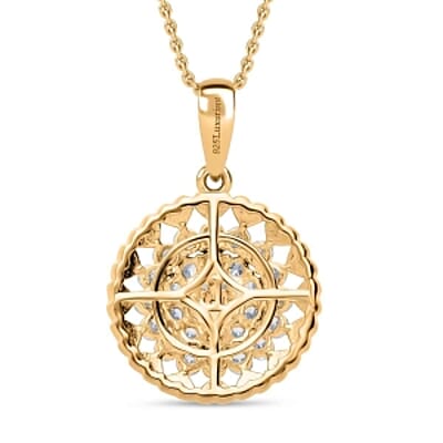 Lab Grown Diamond (SI-GH) 0.75 ctw Pendant Necklace in Vermeil YG Over Sterling Silver (20 Inches)