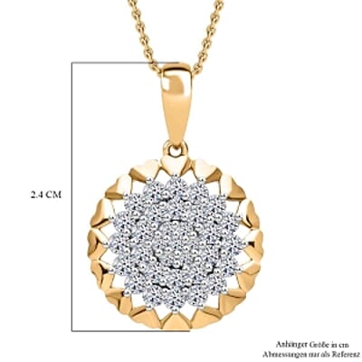 Lab Grown Diamond (SI-GH) 0.75 ctw Pendant Necklace in Vermeil YG Over Sterling Silver (20 Inches)