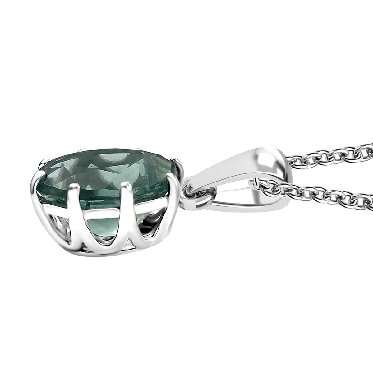 D'Joy Belgian Teal Fluorite 5.70 ctw Pendant Necklace in Platinum Over Sterling Silver 20 Inches image number 3