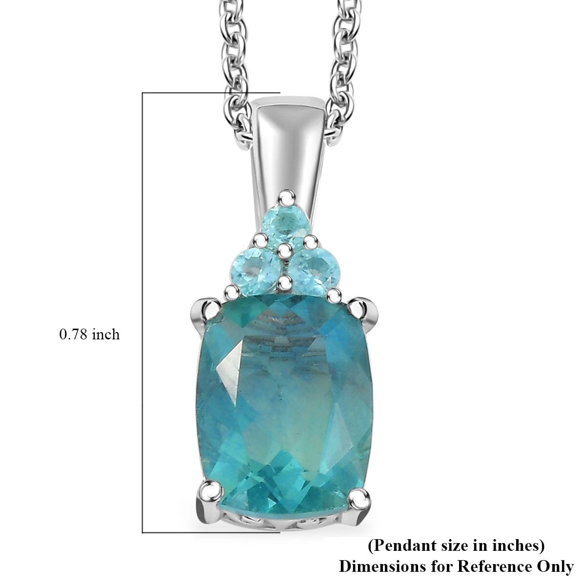 D'Joy Dean Teal Fluorite (IR) and Blue Apatite 2.60 ctw Bubbles Pendant Necklace in Platinum Over Sterling Silver 20 Inches image number 6