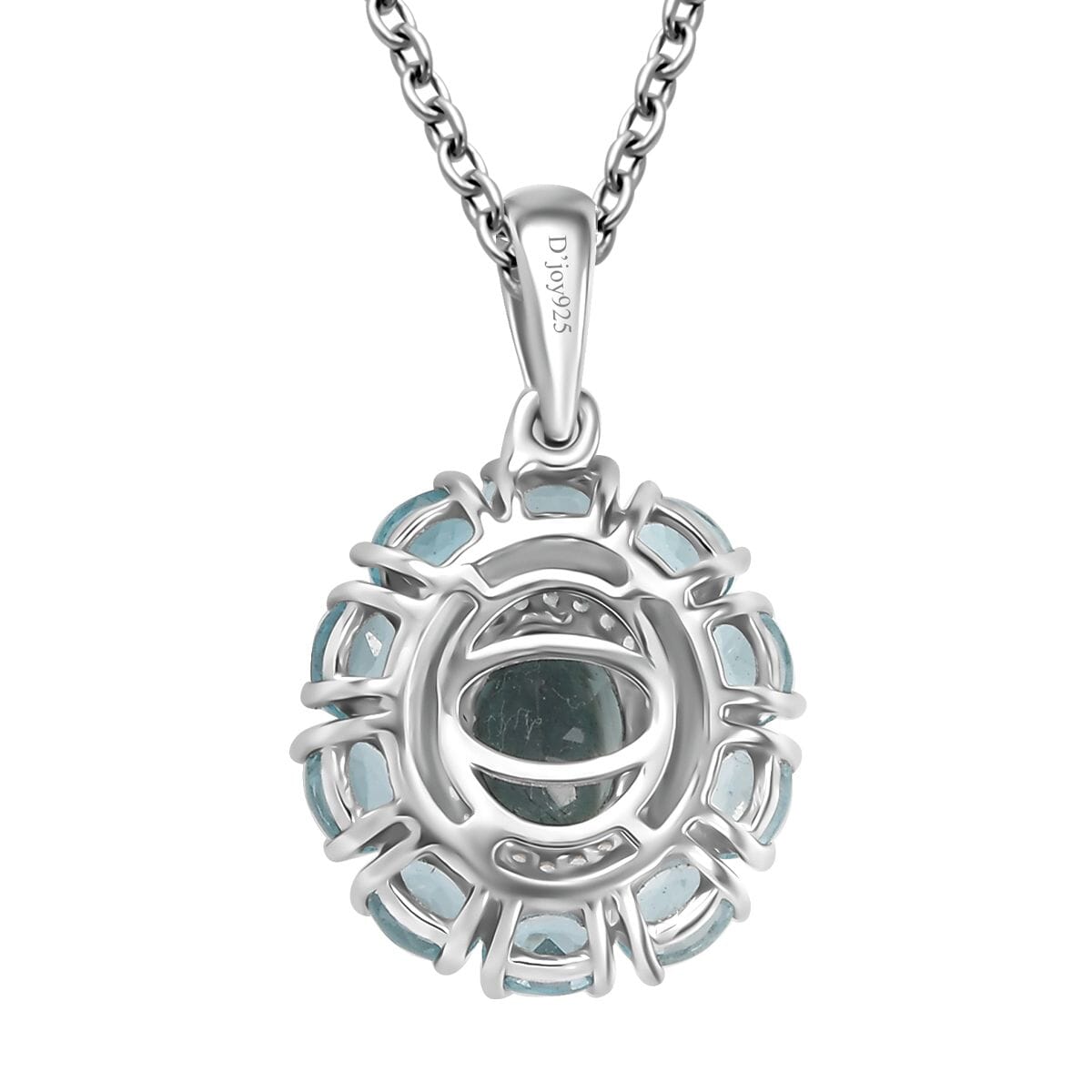 D'Joy Belgian Teal Fluorite and Multi Gemstone 3.60 ctw Pendant Necklace in Platinum Over Sterling Silver 20 Inches image number 4