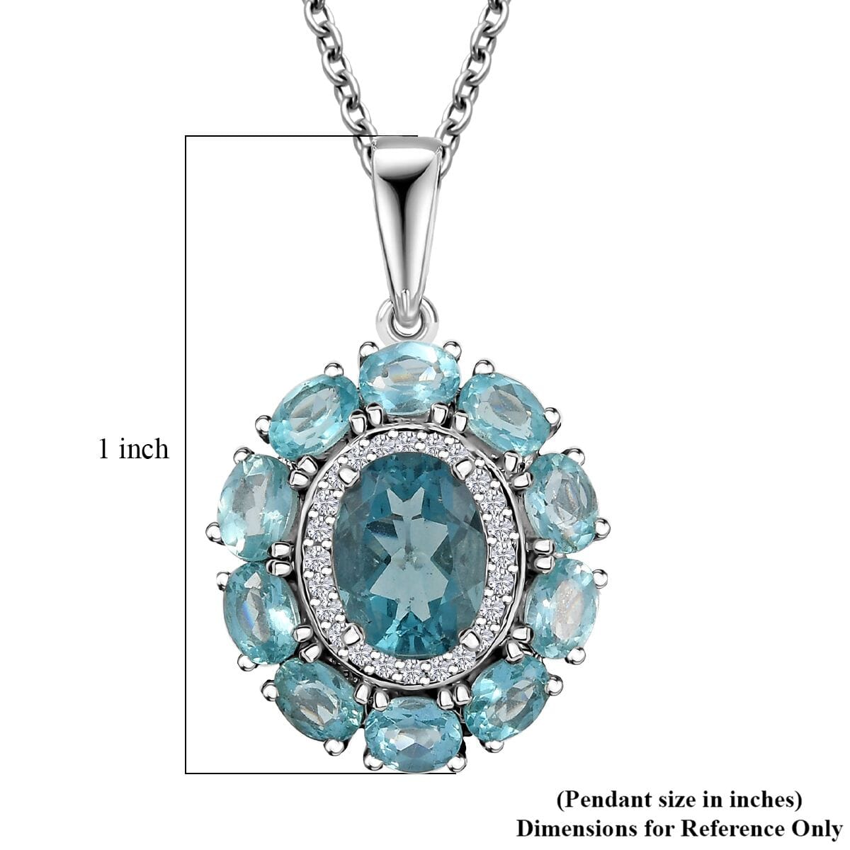 D'Joy Belgian Teal Fluorite and Multi Gemstone 3.60 ctw Pendant Necklace in Platinum Over Sterling Silver 20 Inches image number 5