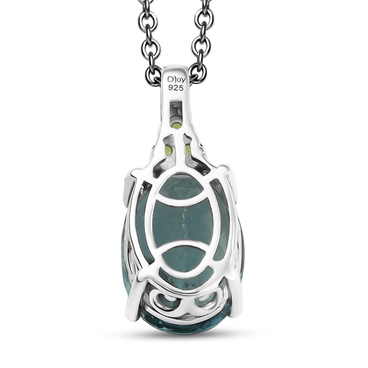 D'Joy Dean Teal Fluorite (IR) and Chrome Diopside Bubbles 6.90 ctw Pendant Necklace in Platinum Over Sterling Silver 20 Inches image number 4
