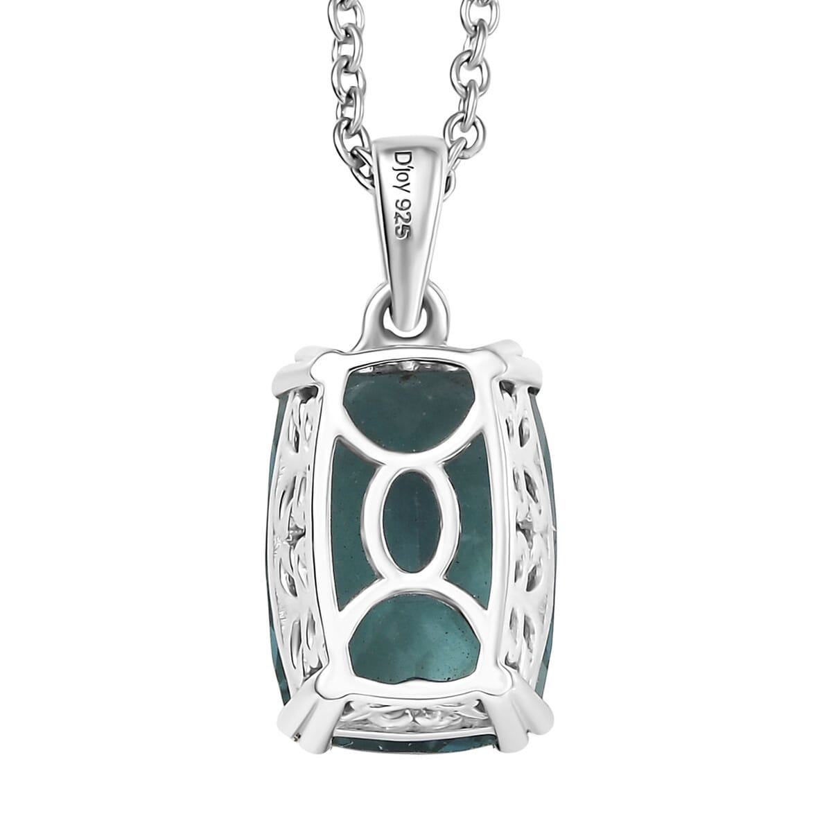 D'Joy Dean Teal Fluorite (IR) 7.00 ctw Ocean Depth Pendant Necklace 20 Inches in Platinum Over Sterling Silver image number 4