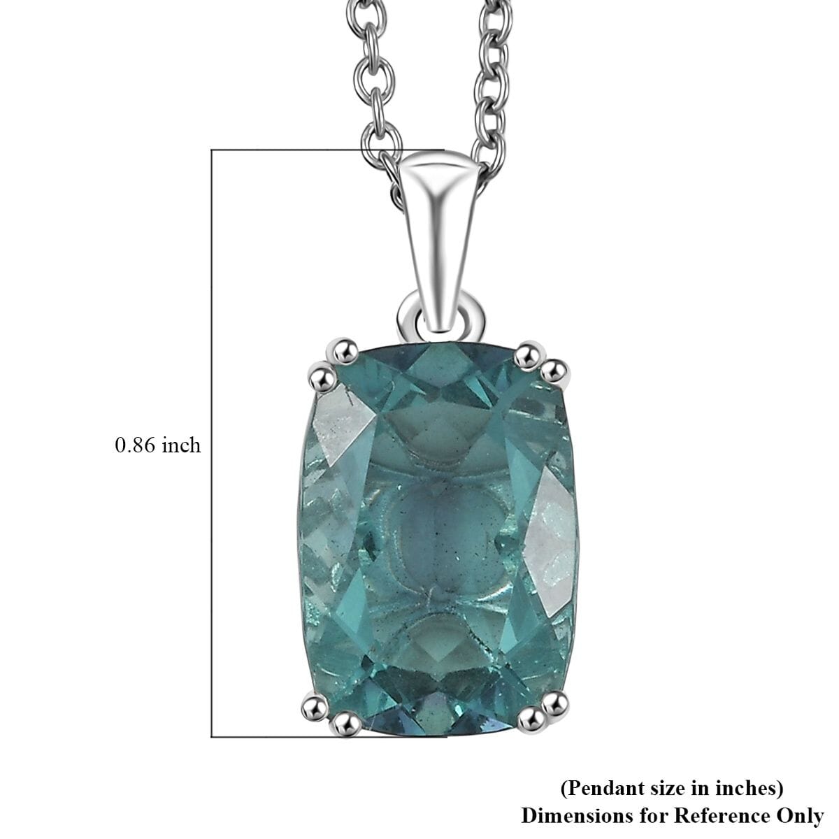 D'Joy Dean Teal Fluorite (IR) 7.00 ctw Ocean Depth Pendant Necklace 20 Inches in Platinum Over Sterling Silver image number 5