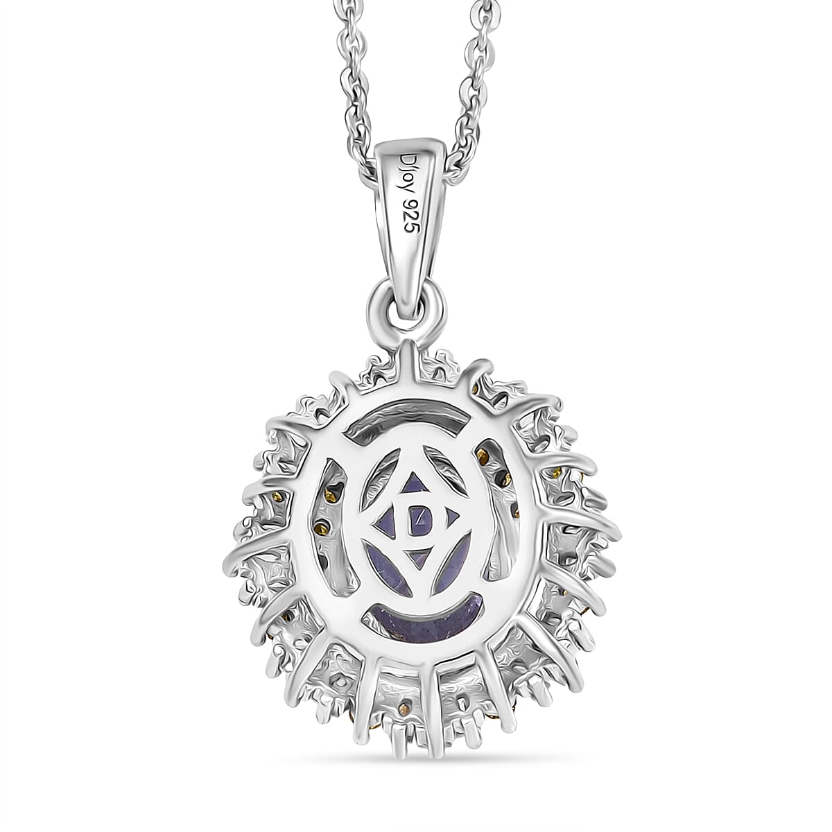 D'Joy Tanzanite, White and Yellow Diamond 1.70 ctw Pendant Necklace 20 Inches in Rhodium Over Sterling Silver image number 4