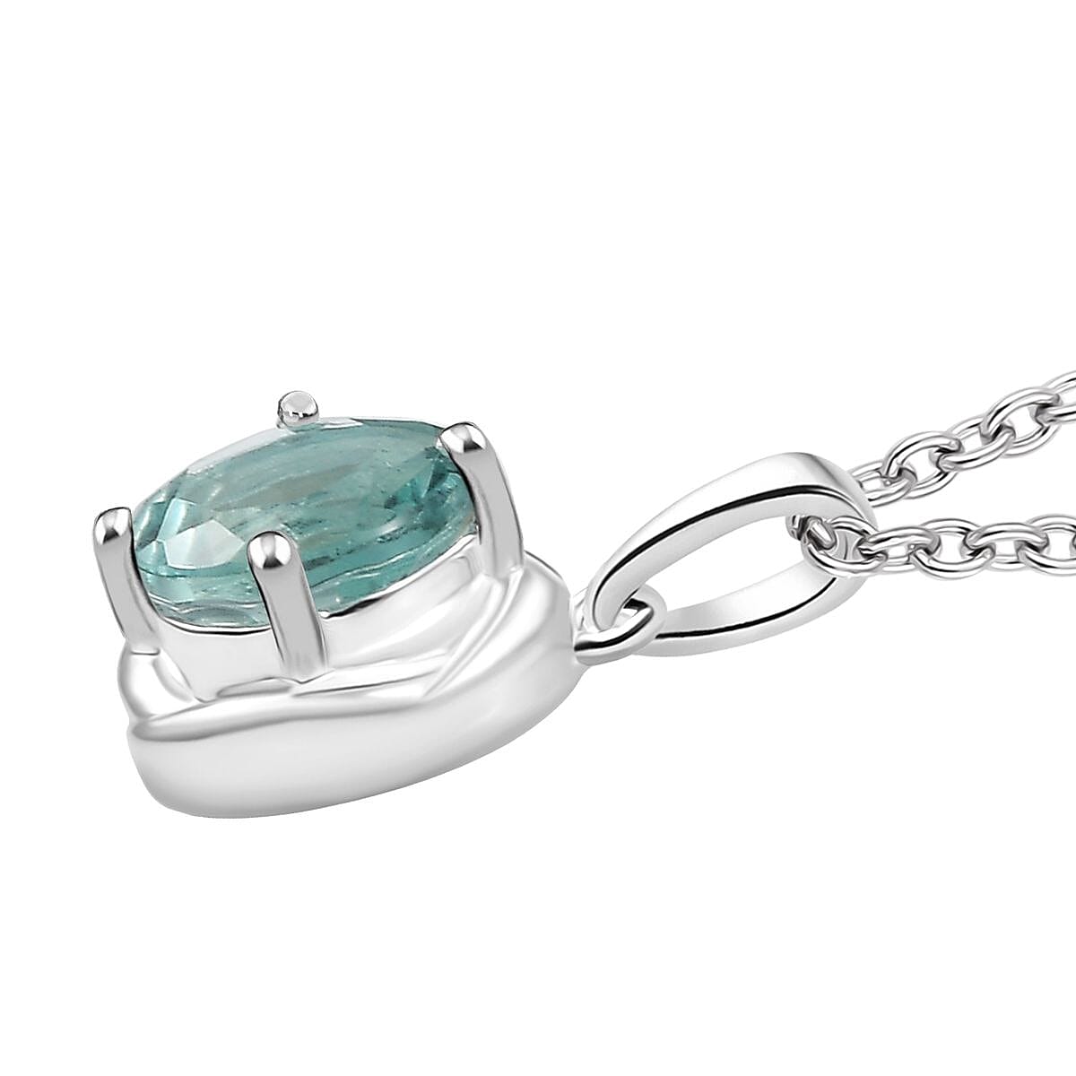 Belgian Teal Fluorite 2.35 ctw Pendant in Sterling Silver with Stainless Steel Necklace 20 Inches image number 3