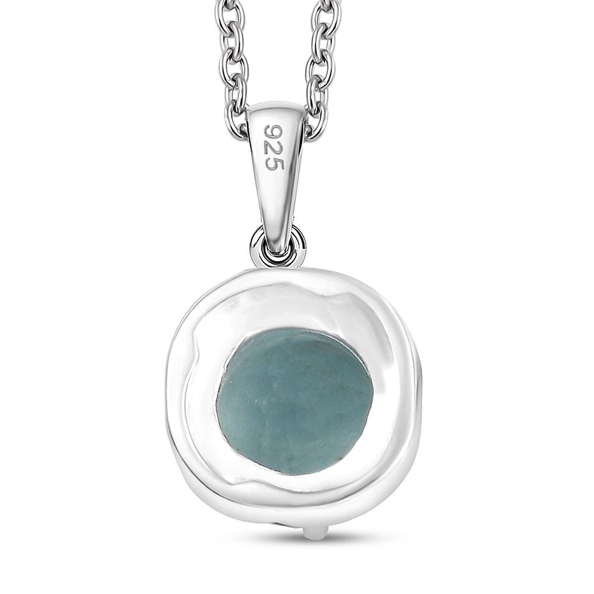 Belgian Teal Fluorite 2.35 ctw Pendant in Sterling Silver with Stainless Steel Necklace 20 Inches image number 4