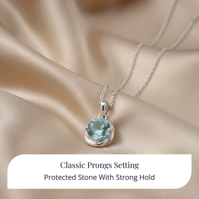 Belgian Teal Fluorite 2.35 ctw Pendant in Sterling Silver with Stainless Steel Necklace 20 Inches