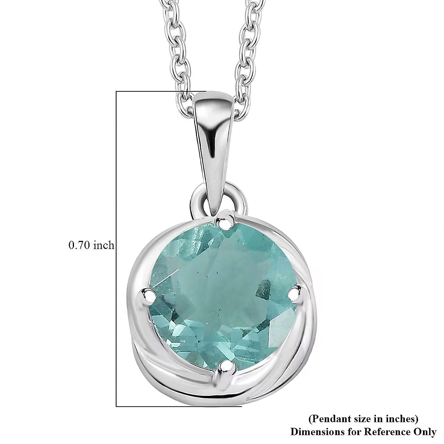 Belgian Teal Fluorite 2.35 ctw Pendant in Sterling Silver with Stainless Steel Necklace 20 Inches