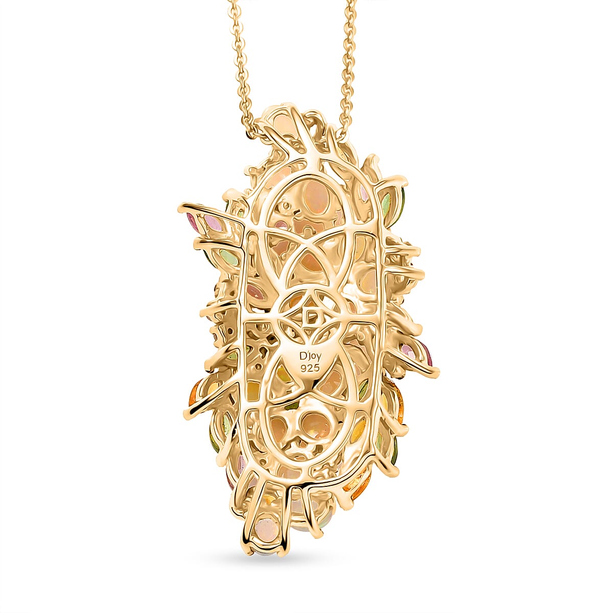 D'Joy Premium Ethiopian Welo Opal and Multi Gemstone 4.60 ctw Pendant Necklace in 18K Vermeil Yellow Gold Over Sterling Silver 20 Inches  image number 4