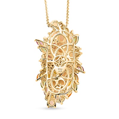 D'Joy Ethiopian Welo Opal 4.60 ctw Pendant in 18K Vermeil Yellow Gold Over Sterling Silver