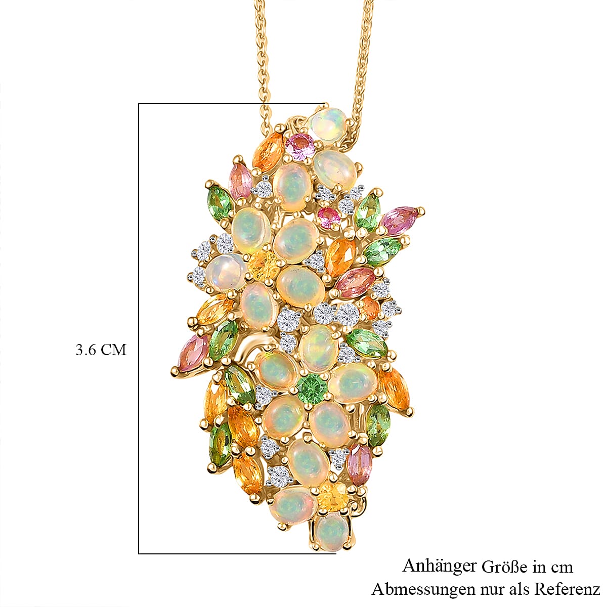 D'Joy Premium Ethiopian Welo Opal and Multi Gemstone 4.60 ctw Pendant Necklace in 18K Vermeil Yellow Gold Over Sterling Silver 20 Inches  image number 5