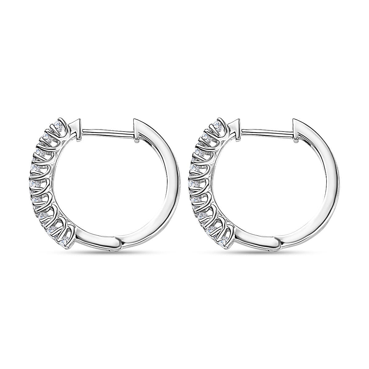D'Joy Lab Grown Diamond 1.70 ctw Pont Du Gard Hoop Earrings, Ring (Size 5.0) and Circle Pendant Necklace 20 Inches in Rhodium Over Sterling Silver