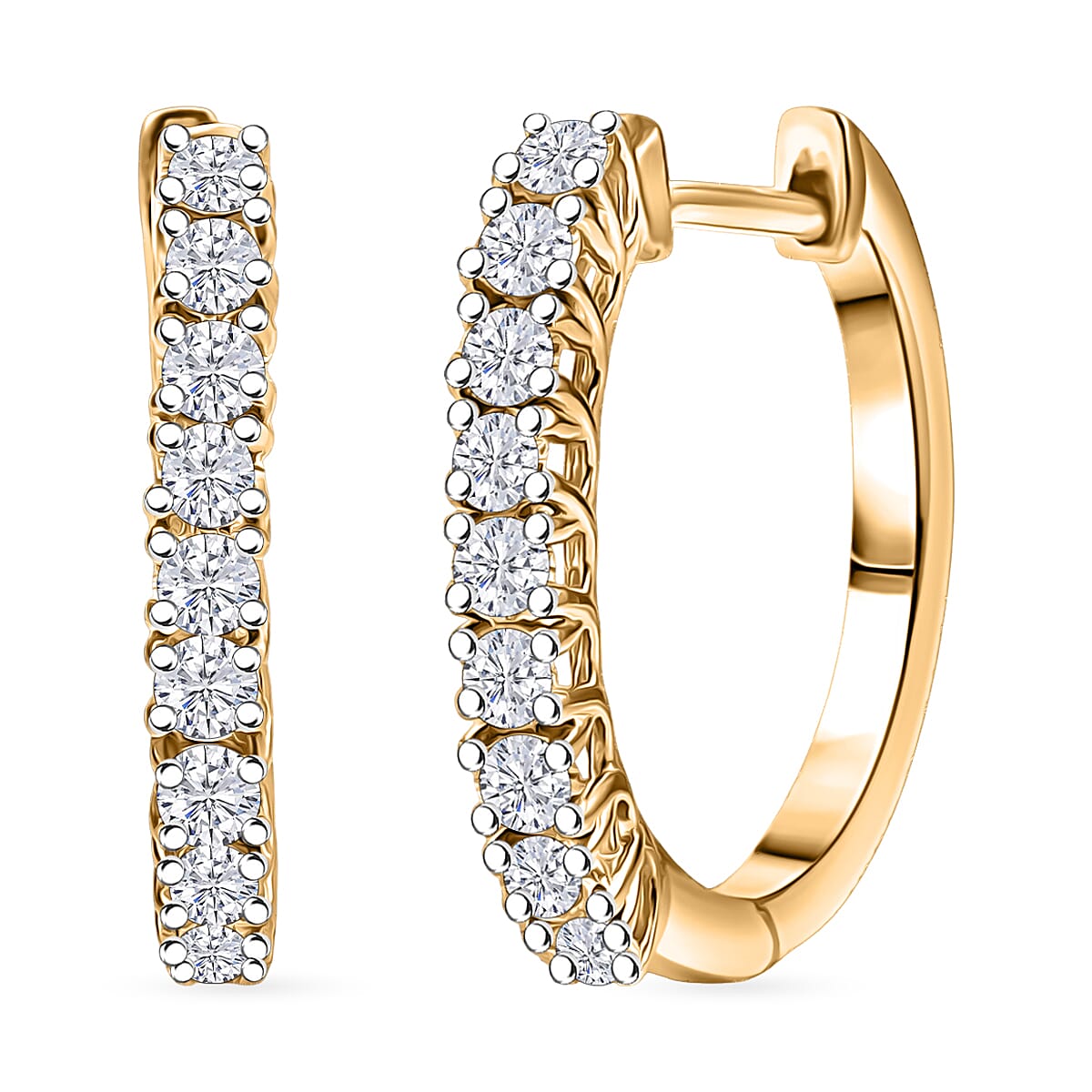 D'Joy Lab Grown Diamond 1.70 ctw Pont Du Gard Hoop Earrings, Ring (Size 6.0) and Circle Pendant Necklace 20 Inches in 18K Vermeil Yellow Gold Over Sterling Silver image number 5