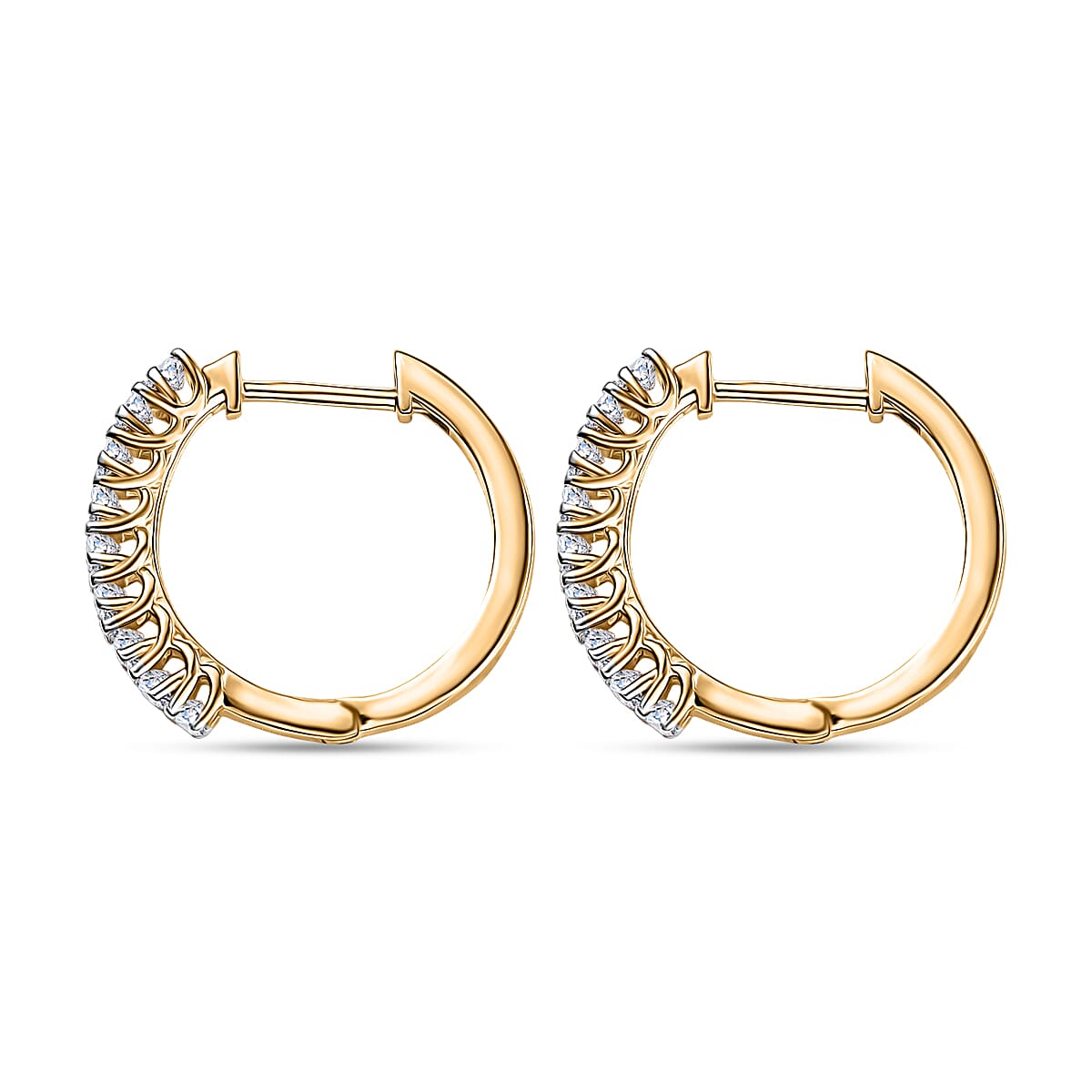 D'Joy Lab Grown Diamond 1.70 ctw Pont Du Gard Hoop Earrings, Ring (Size 8.0) and Circle Pendant Necklace 20 Inches in 18K Vermeil Yellow Gold Over Sterling Silver image number 6