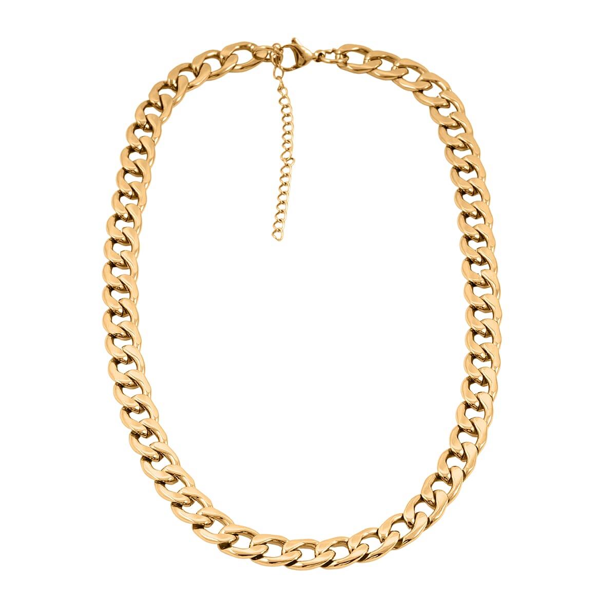 Set of 3 Curb, Cuban and Paper Clip Chain Necklace with Charm (16, 18 and 22 Inches) in ION Plated YG Stainless Steel image number 5