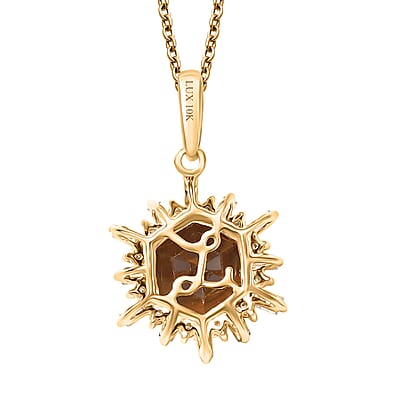 Luxoro AAA Golden Turkizite, Natural Yellow and White Diamond I2 3.25 ctw Pendant Necklace in 10K Yellow Gold 20 Inches