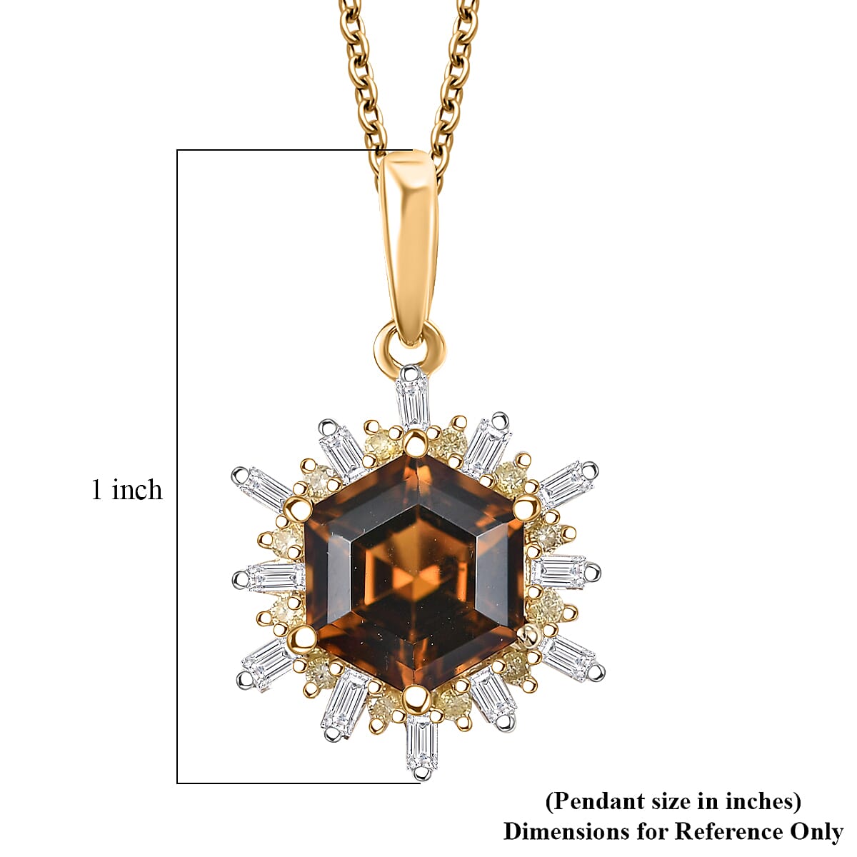 Luxoro AAA Golden Turkizite, Natural Yellow and White Diamond I2 3.25 ctw Pendant Necklace in 10K Yellow Gold 20 Inches image number 5
