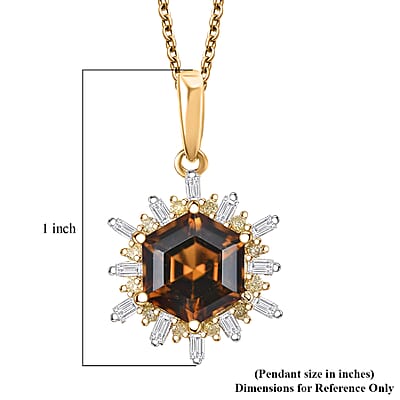 Luxoro AAA Golden Turkizite, Natural Yellow and White Diamond I2 3.25 ctw Pendant Necklace in 10K Yellow Gold 20 Inches