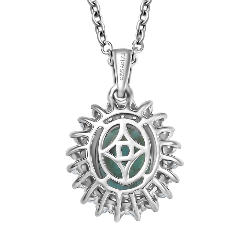 D'Joy Dean Teal Fluorite (IR) and Multi Gemstone 4.00 ctw Bubbles Pendant Necklace in Platinum Over Sterling Silver 20 Inches 