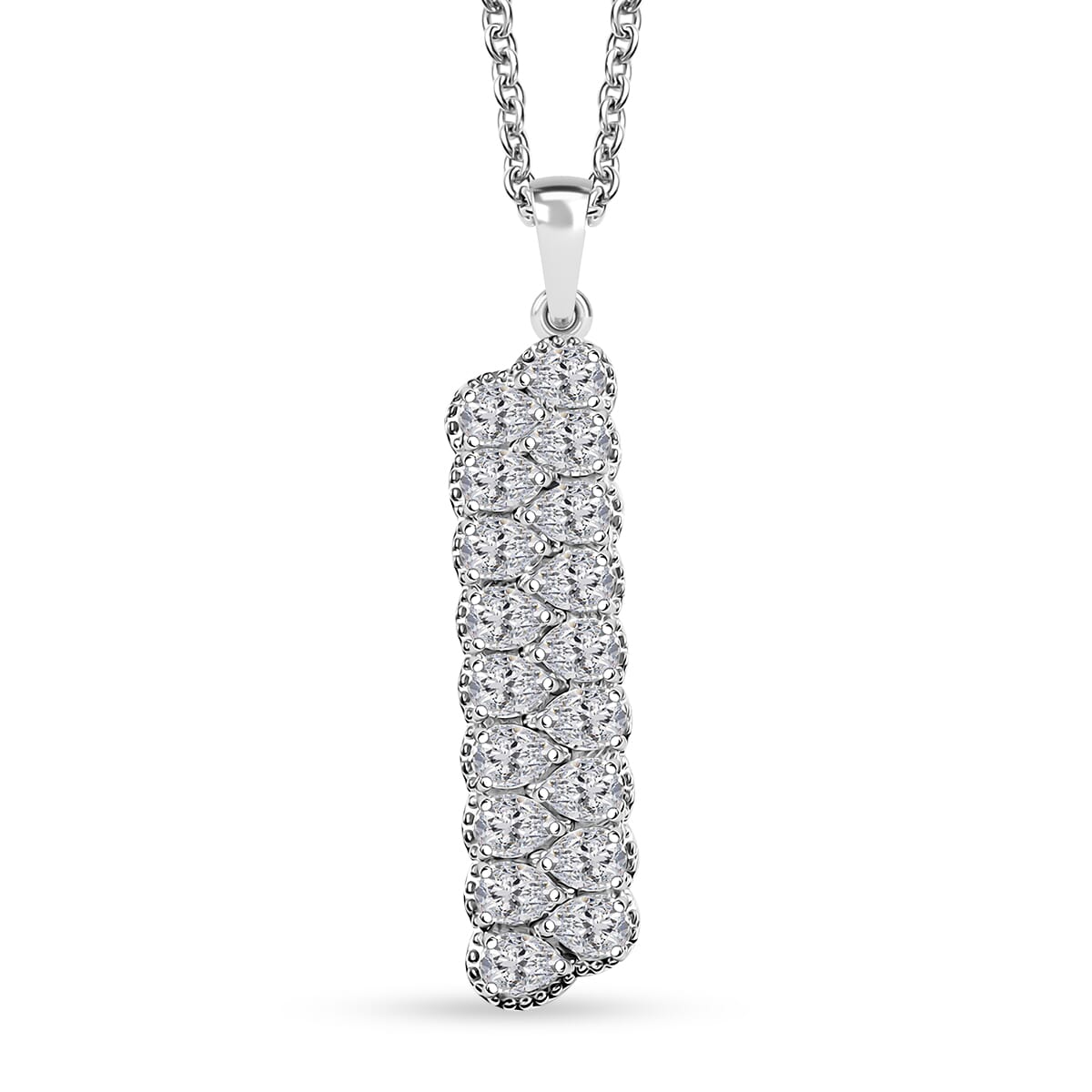 J Francis Embellished with Zirconia by Swarovski 4.15 ctw Pendant Necklace 20 Inches in Platinum Over Sterling Silver image number 0