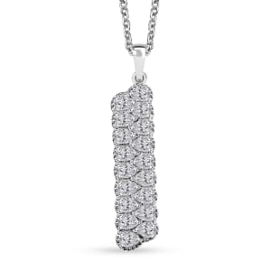J Francis Embellished with Zirconia by Swarovski 4.15 ctw Pendant Necklace 20 Inches in Platinum Over Sterling Silver