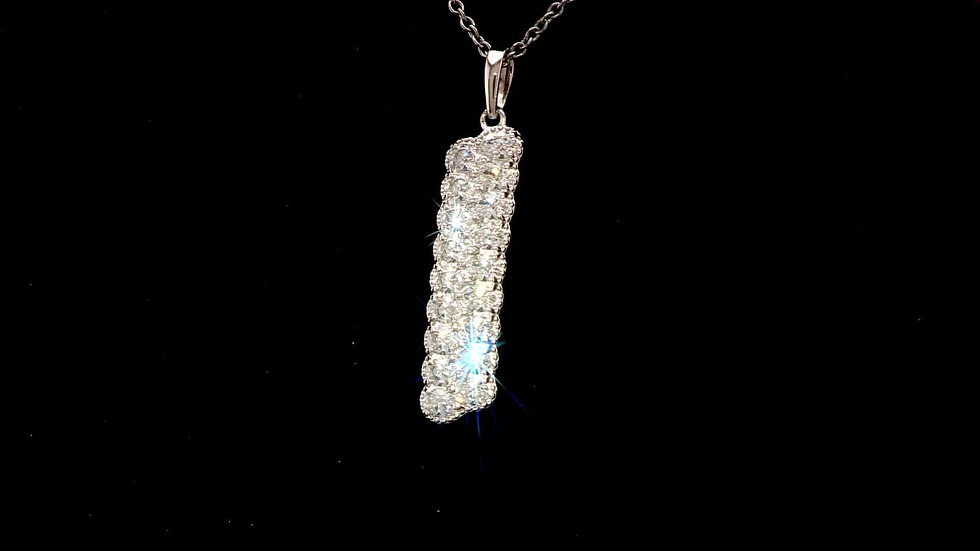 J Francis Embellished with Zirconia by Swarovski 4.15 ctw Crownline Pendant Necklace 20 Inches in Platinum Over Sterling Silver